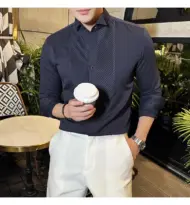 Slim-fit Men's Wedding Dress Banquet Performance Shirt - Image 11