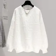 Men's And Women's Three-dimensional Letters Trendy Round-neck Non-hoodie Thin Loose Long Sleeve Top - Image 5