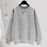 Men's And Women's Three-dimensional Letters Trendy Round-neck Non-hoodie Thin Loose Long Sleeve Top - Image 7