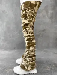 Men Trousers Individual Patched Pants Long Tight Fit Stacked Jeans For Mens Clothing - Image 12